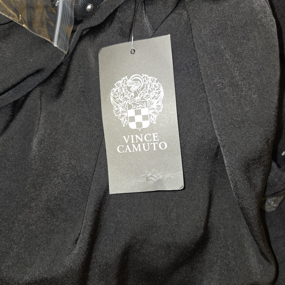 Vince Camuto Black Studded Embellished Blouse Long Sleeve Silver Detail  Sz:Med - Picture 6 of 12